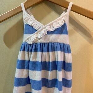 NWT'S Ralph Lauren Terry Cloth Blue/ White Stripe Halter Dress- 2 Piece 12 MTH